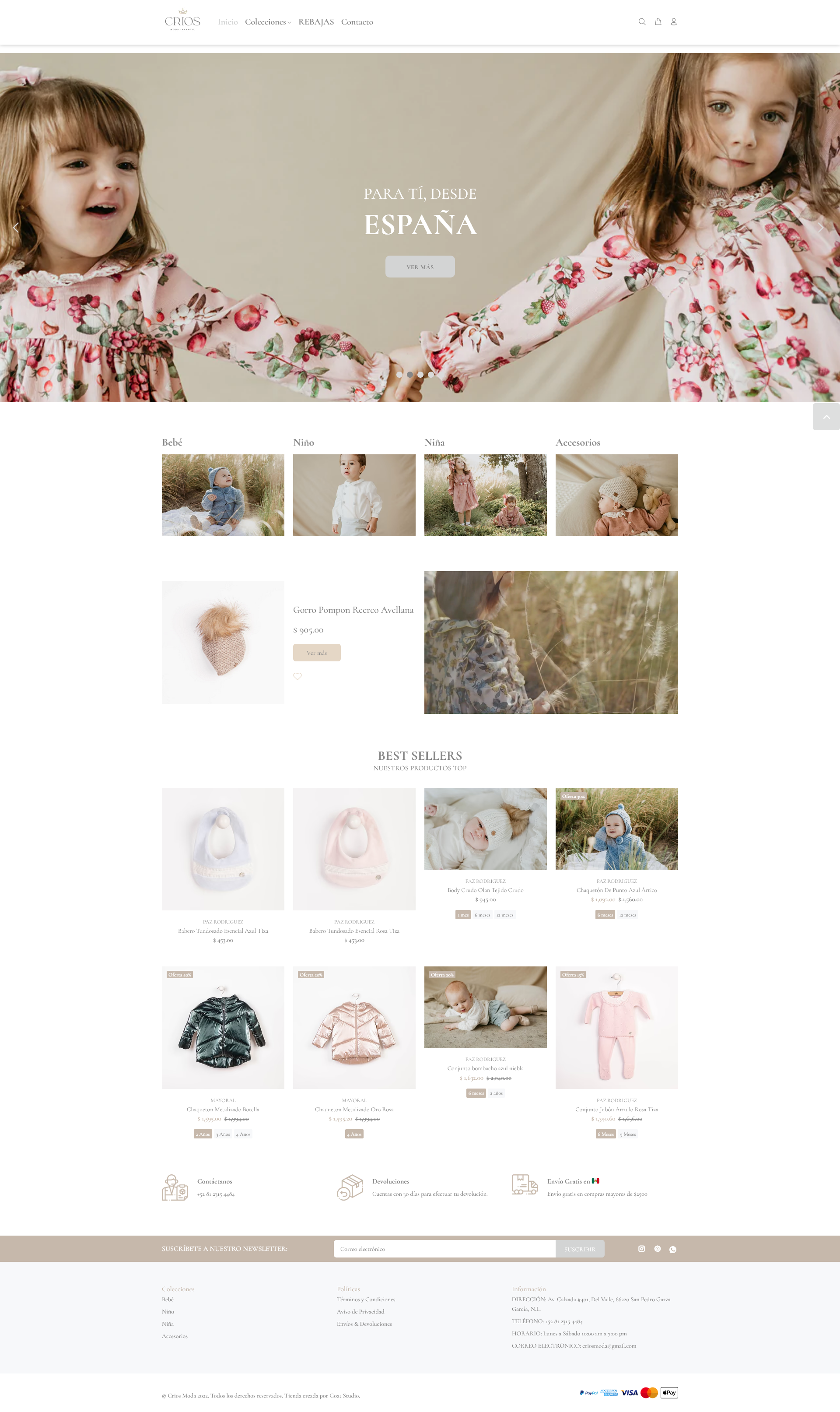 Sitio Web Crios Moda